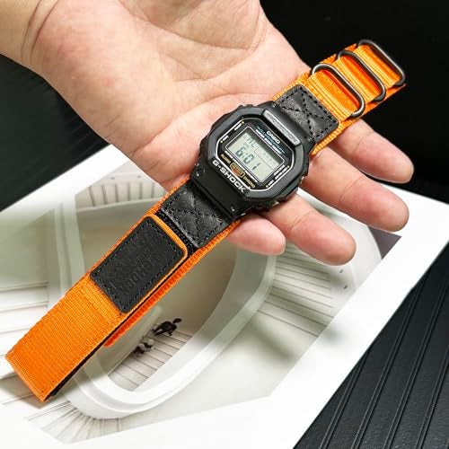 HEMSUT Quick Release 16mm Military Tactical Watch Band for Casio ShockResistant Nylon Leather Strap Compatible with GA100 DW5600 DW6900 GWM5610 GBD800 Series More - Image 3