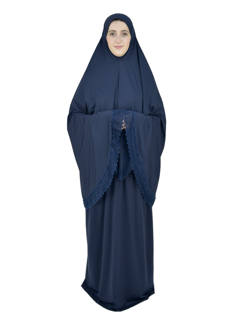 DAMAS COLLECTION Two Piece Islamic prayer dress women with Lace - Prayer Clothes for Women - Prayer Abaya For women - Jilbab 2 piece, Umrah essentials for women - Prayer set  - Image 4