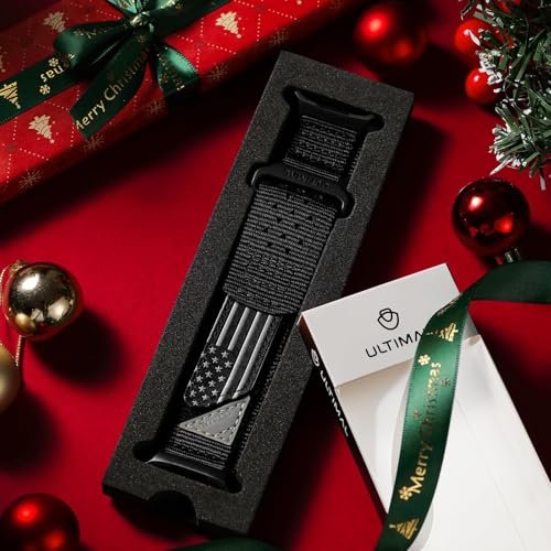 ULTIMAL Band Compatible with Samsung Galaxy Watch Ultra 47mm20242025 band for Men Women 47mm Nylon Sport Breathable Replacement Strap for Galaxy Watch Ultra USA FLAG BLACK L - Image 3
