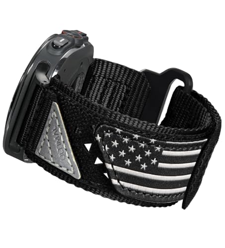 ULTIMAL Band Compatible with Samsung Galaxy Watch Ultra 47mm20242025 band for Men Women 47mm Nylon Sport Breathable Replacement Strap for Galaxy Watch Ultra USA FLAG BLACK L - Image 1