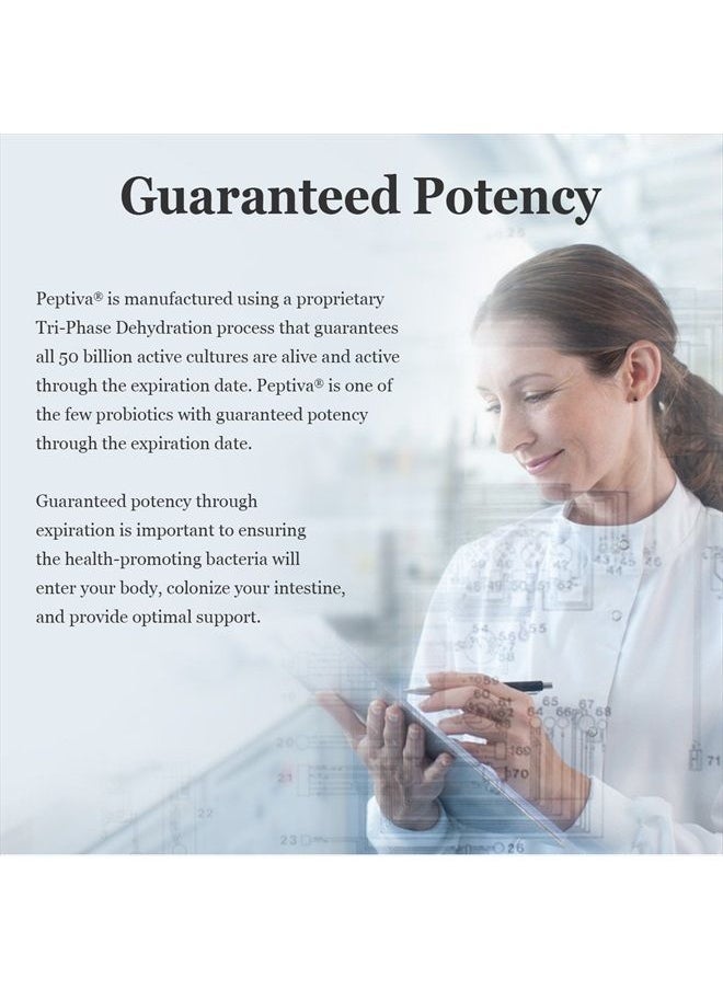 Peptiva - Advanced 50 Billion CFU Probiotic - Digestive Relief - Clinically Validated, Premium Probiotic, 30ct - Image 1