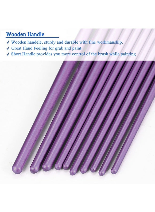 بوفان 2 حزمة 20 قطعة دائرية بطرف مستدير فرشاة طلاء فنان نايلون طلاء أكريليك فرشاة زيت أكريليك ماء، وجه مسمار الفن، التفاصيل المصغرة والتلوين الصخري، الأرجواني - Image 5