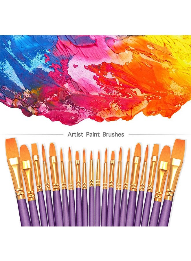 بوفان 2 حزمة 20 قطعة دائرية بطرف مستدير فرشاة طلاء فنان نايلون طلاء أكريليك فرشاة زيت أكريليك ماء، وجه مسمار الفن، التفاصيل المصغرة والتلوين الصخري، الأرجواني - Image 2