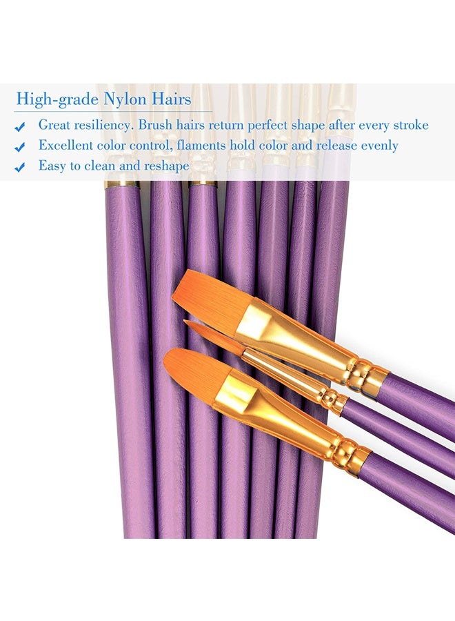 بوفان 2 حزمة 20 قطعة دائرية بطرف مستدير فرشاة طلاء فنان نايلون طلاء أكريليك فرشاة زيت أكريليك ماء، وجه مسمار الفن، التفاصيل المصغرة والتلوين الصخري، الأرجواني - Image 4