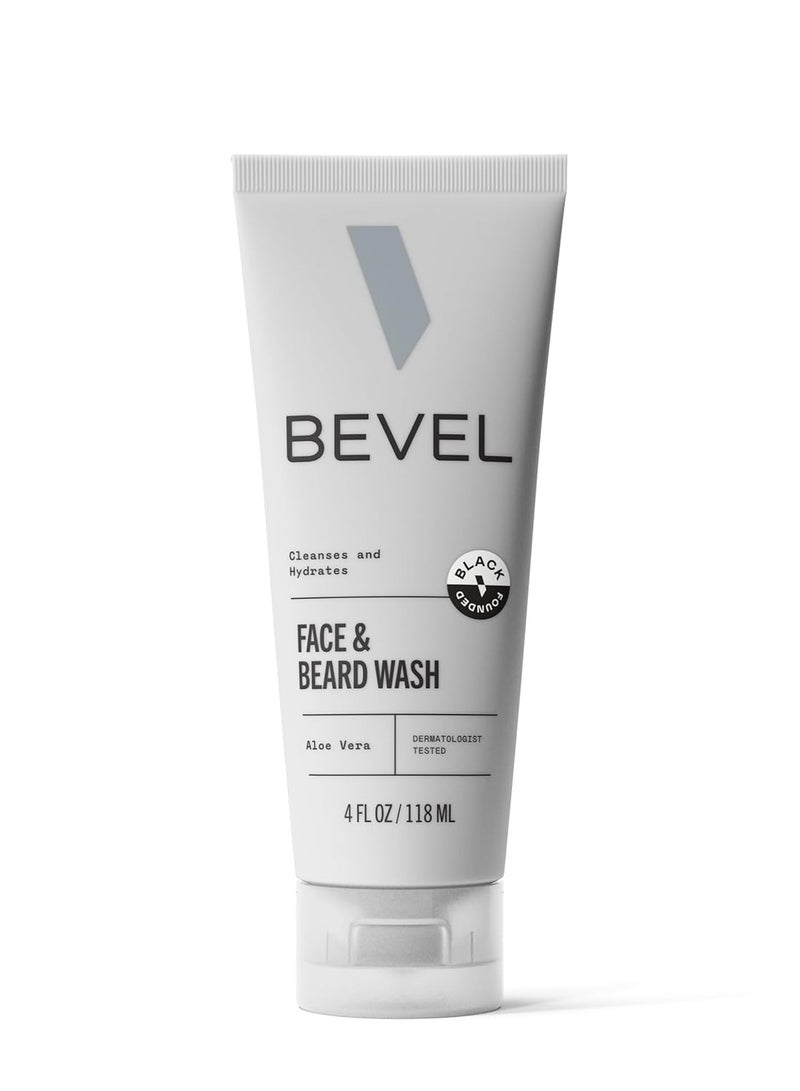 Bevel Bevel Face & Beard Wash with Witch Hazel and Aloe Vera to Cleanse, Hydrate and Brighten Skin, 4 Fl Oz - Image 1
