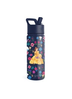 Simple Modern Simple Modern Disney Princess Belle Kids Water Bottle with Straw Lid | Reusable Insulated Stainless Steel Cup for Girls, School | Summit Collection | 18oz, Belle's Garden  - Image 1