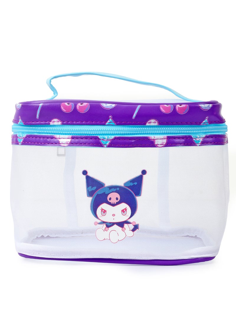 Sanrio Kuromi Mesh Quadrate Barrel Makeup Bag - Image 1