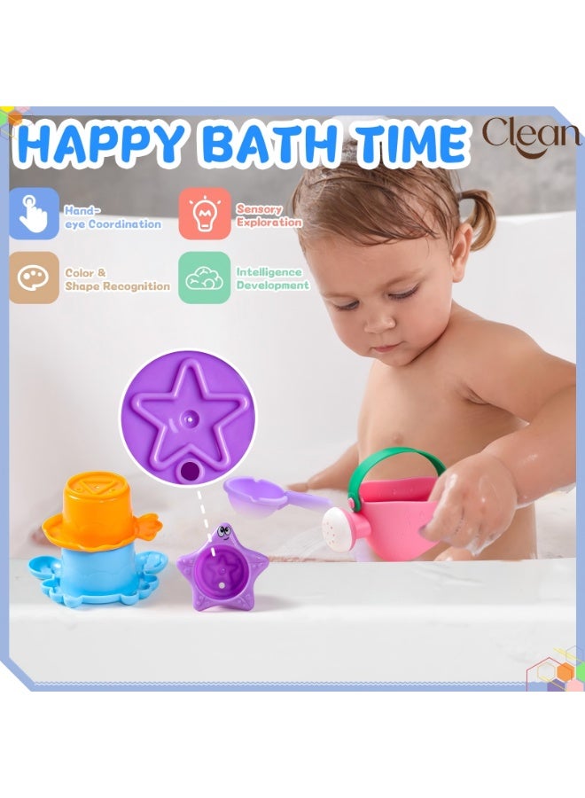 Baby Bath Toys for Kids Ages 1-3 Toddler Bath Toys Mold Free for 2-4 Bathtub Sand Beach Pool Water Toys for 1+ Year Old Girl Gifts 5 PCS (Color Random) - Image 2
