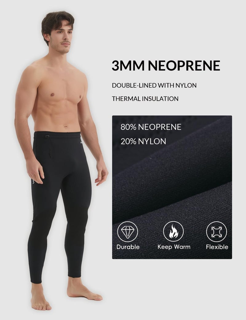 Lemorecn Wetsuit Pants Men 3mm Neoprene Swim Pants for Swimming Canoeing Snorkeling Scuba Kayaking Diving(1031black-M) - Image 2