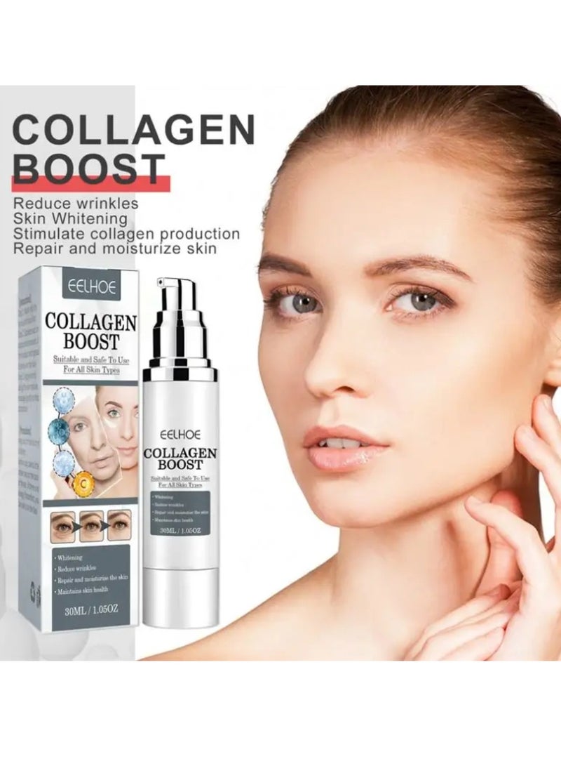 EELHOE 2Pcs Collagen Boost Anti Aging Serum Collagen Booster For Face With Hyaluronic Acid Advanced Collagen Boost Anti Aging Anti Wrinkle Serum Dark Spot Corrector  Moisturizing Nourishing Essence Collagen Face Serum - Image 2