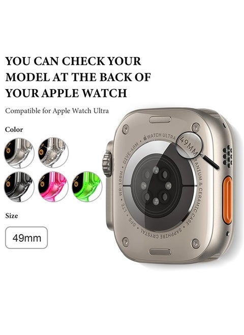 Compatible for Clear Apple Watch Band 49mm with Case, Upgrade Women Men Girl Clear Bling Crystal Sport Strap and Bumper for iWatch Band Ultra(Clear-Ultra-Upgrade,49mm)