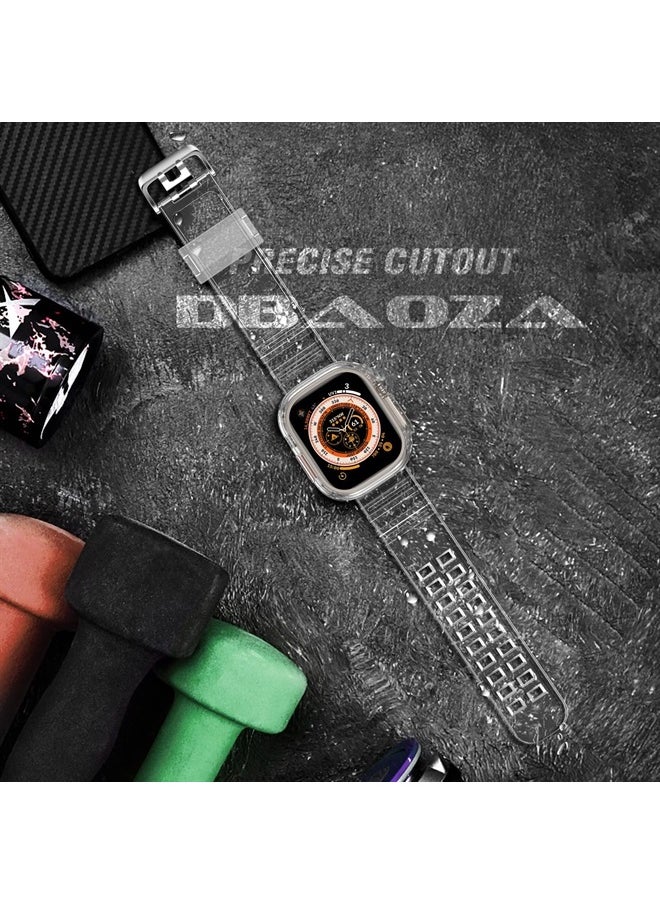 DABAOZA - Compatible for Clear Apple Watch Band 49mm with Case, Upgrade Women Men Girl Clear Bling Crystal Sport Strap and Bumper for iWatch Band Ultra(Clear-Ultra-Upgrade,49mm) - Image 1