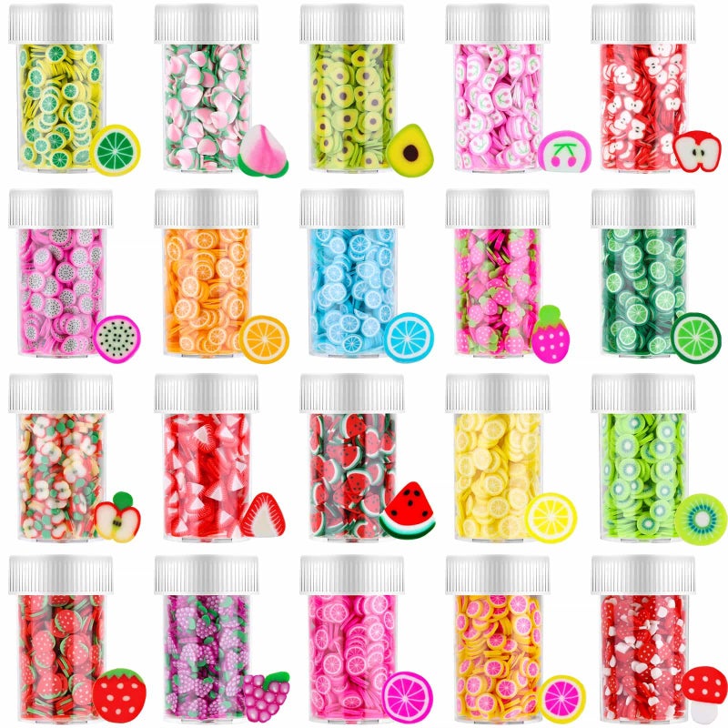Acejoz 16000 Pcs Fruit Nail Art Slices, Acejoz 20 Styles Fruit Slime Charms Fimo Slices 3D Polymer Slices for Slime, Lip Gloss Making Supplies Resin and Nail Art Decorations - Image 1