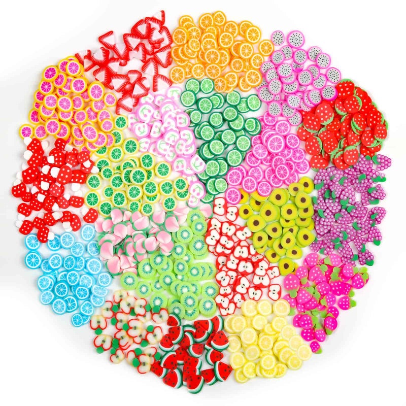 Acejoz 16000 Pcs Fruit Nail Art Slices, Acejoz 20 Styles Fruit Slime Charms Fimo Slices 3D Polymer Slices for Slime, Lip Gloss Making Supplies Resin and Nail Art Decorations - Image 2