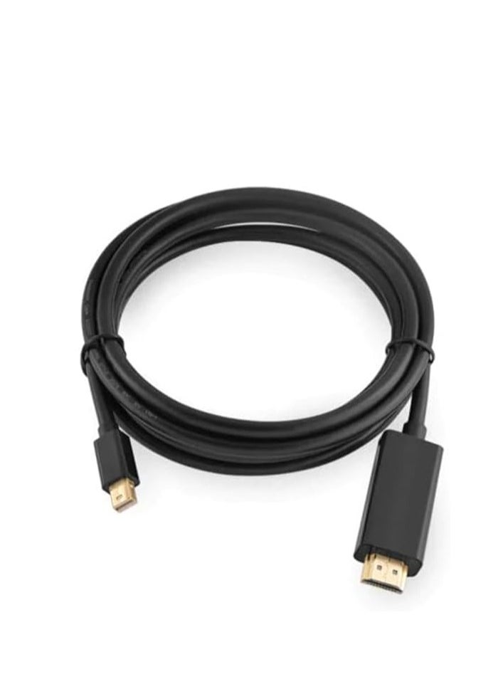 ماركة غير محددة كابل Mini DP Male إلى HDMI 4K، منفذ عرض أحادي الاتجاه من الألومنيوم إلى محول HDMI متوافق مع الشاشة/جهاز العرض، 1.5 متر - (أسود) 