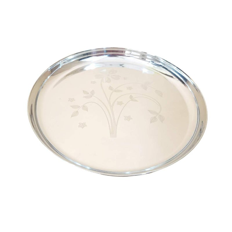 Omkar Enterprises Stainless Steel Gauge Lazer Design Dinner Plate Set Serving Plates Set of 12 - Image 2