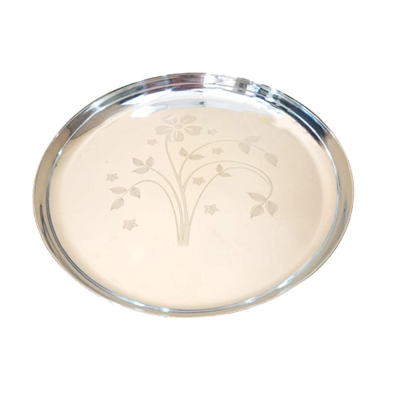 Omkar Enterprises Stainless Steel Gauge Lazer Design Dinner Plate Set Serving Plates Set of 12 - Image 1