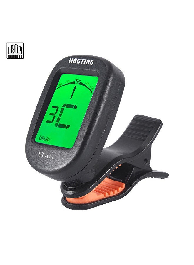 Generic - LT-01 Mini Clip-On Digital Electronic Tuner 360° Rotatable with 2 Backlight LCD Screen for Guitar Chromatic Bass Ukulele C/ D Violin - Image 1