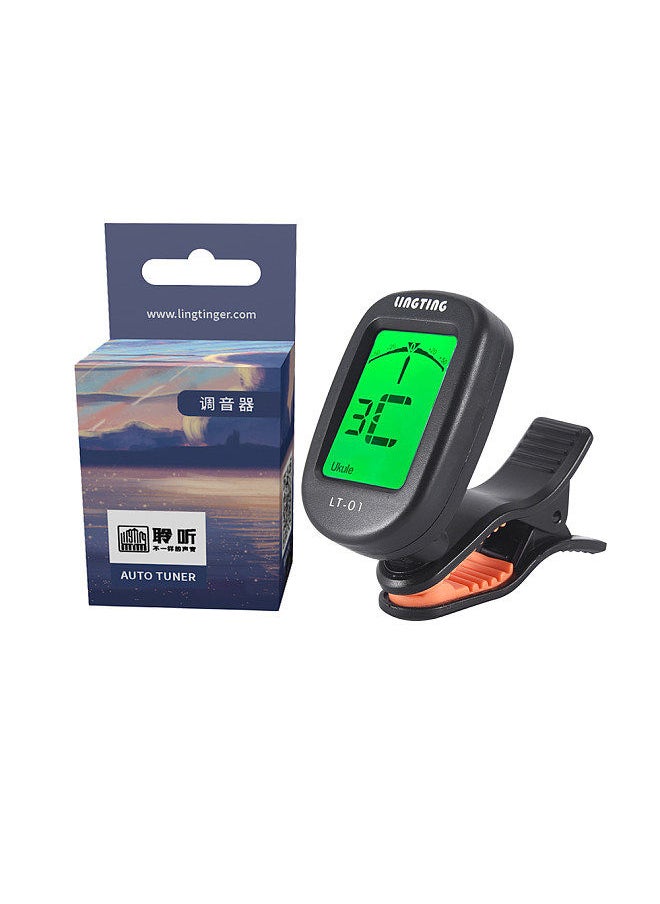 Generic - LT-01 Mini Clip-On Digital Electronic Tuner 360° Rotatable with 2 Backlight LCD Screen for Guitar Chromatic Bass Ukulele C/ D Violin - Image 1