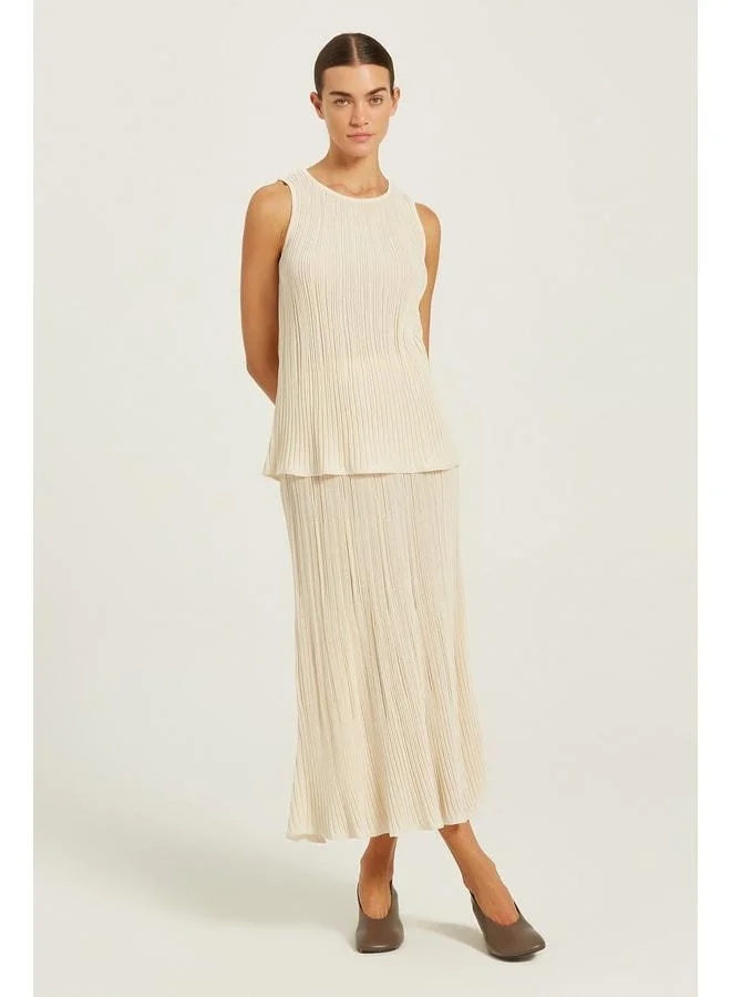 Mısırlı 1951 Beige Sequin-Detail Sleeveless Blouse.