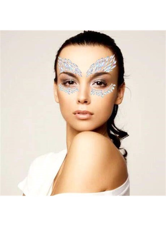Blindery Rhinestone Face Jewels Rave Festival Face Gem Mermaid Chest Gem Crystal Eyes Face Stickers for Women and Girls 2PCS - Image 3