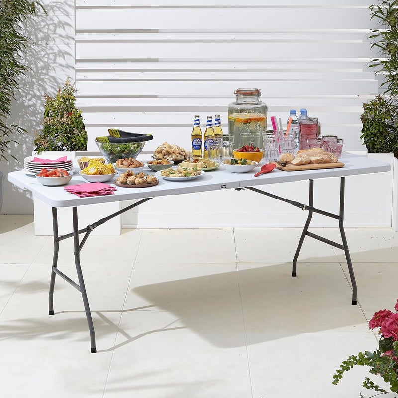 Neo Folding Table Portable Fold Up Tables Camping Garden Party BBQ Dinner Buffet Picnic (6 Foot) - Image 2