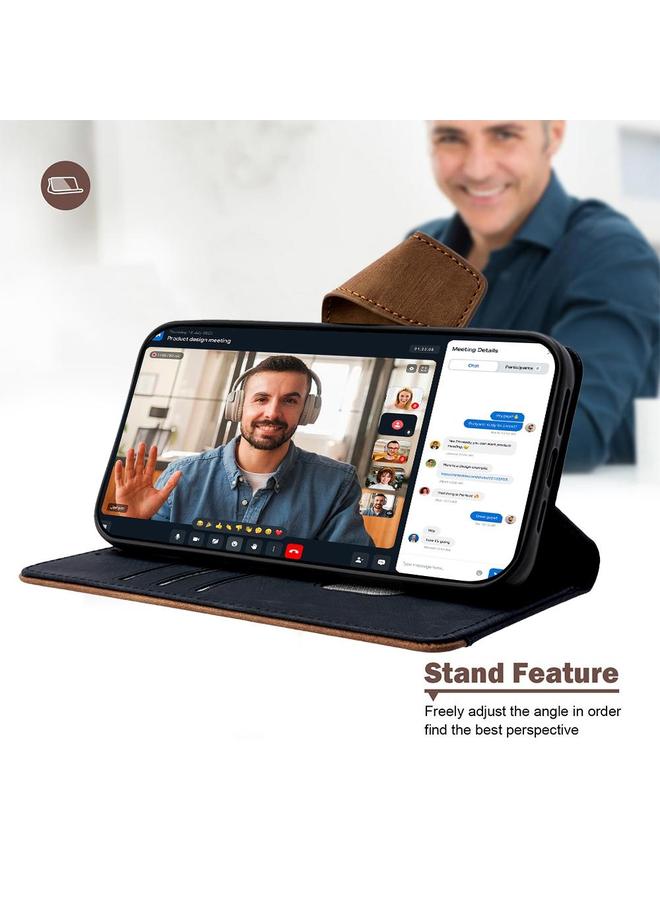 S-TOP Case For Samsung Galaxy A16 4G / 5G Color Stitching Skin Feel Leather RFID Blocking Phone Case - Image 4