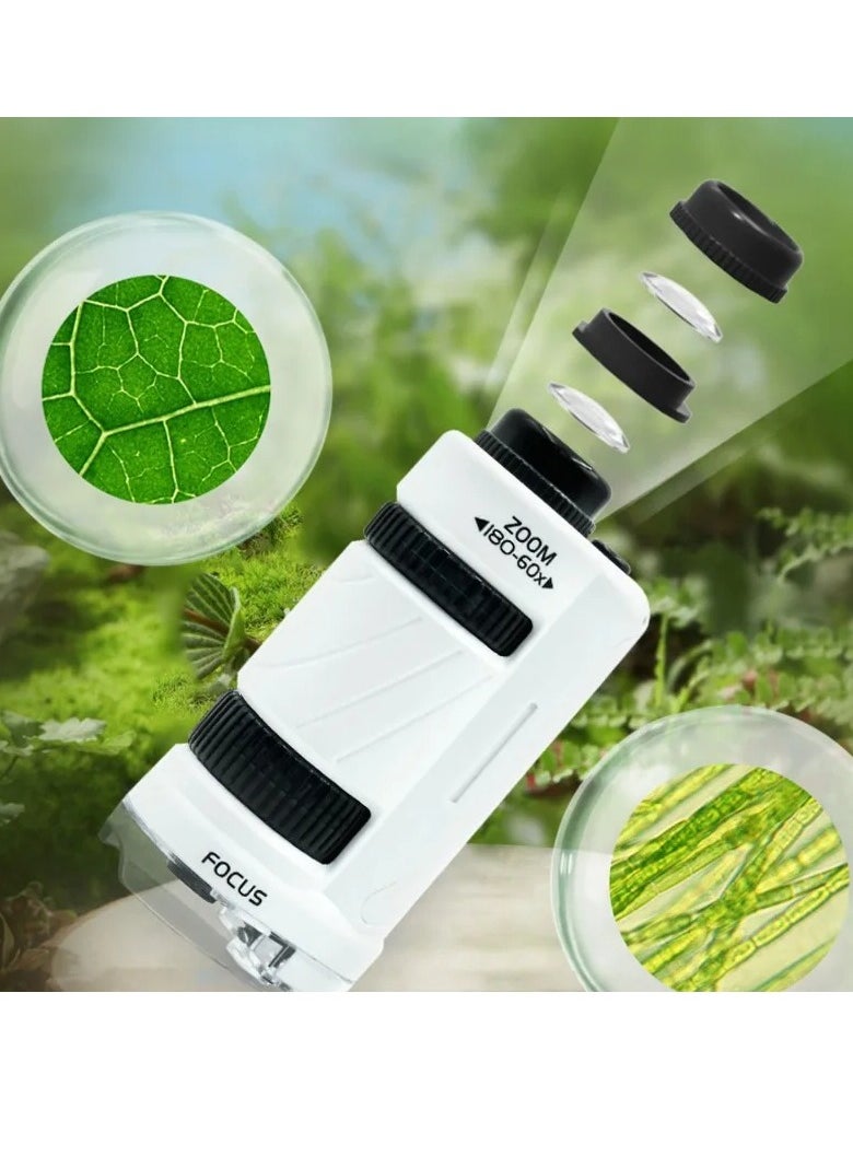 AROAQ Kids Microscope. Handheld Portable Pocket Microscope, Educational Biological Mini Microscope With Led Light, Durable Easy To Carry Science Stem Toy For Students, Children, (Black)  - Image 3