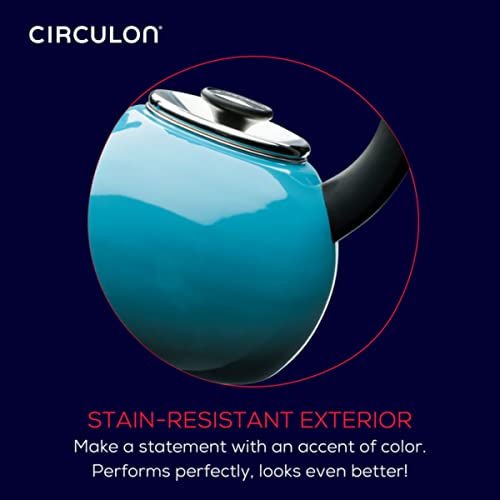 Circulon Enamel On Steel Whistling Tea Kettle | Hot Water Kettle with Heat-Resistant Phenolic Grip, 1.9 Liters | Gas stovetop and Induction Compatible, Turquoise - Image 5