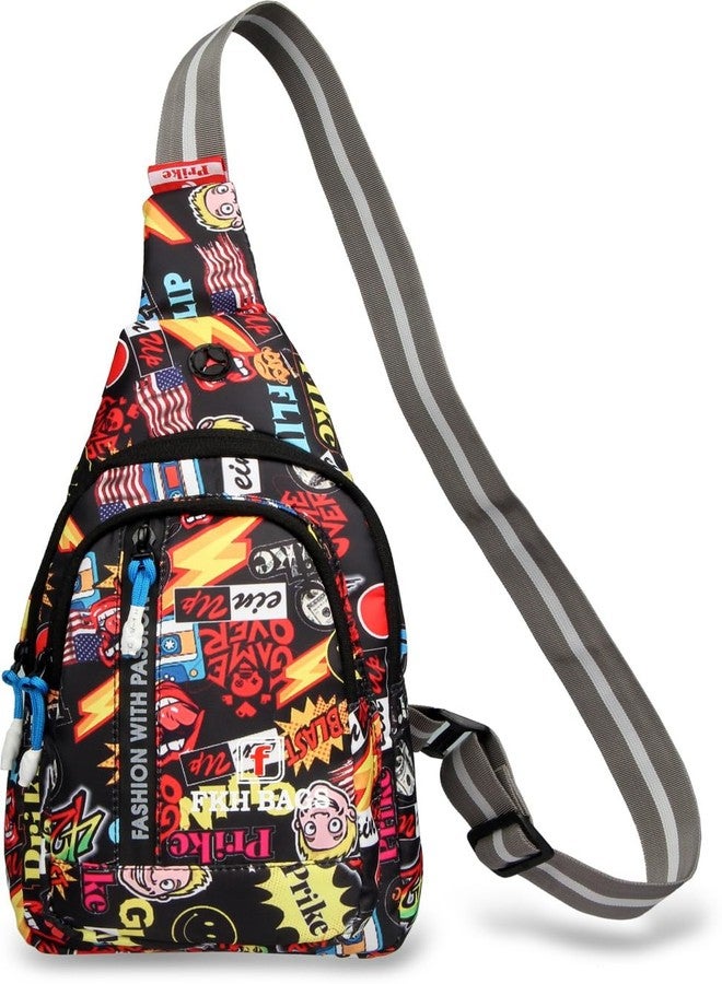 World Star Polyester Waist Pack Travel Handy Hiking Zip Pouch Document Money Phone Belt Sport Bag for Men and Women and Adult | Multicolor | FKH Chester Printted Bag - Image 1
