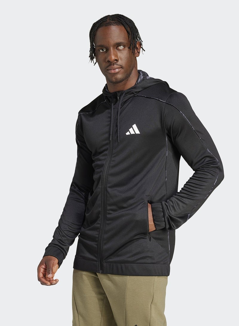 Adidas Train Essentials Camo Full-Zip Hoodie - Image 1