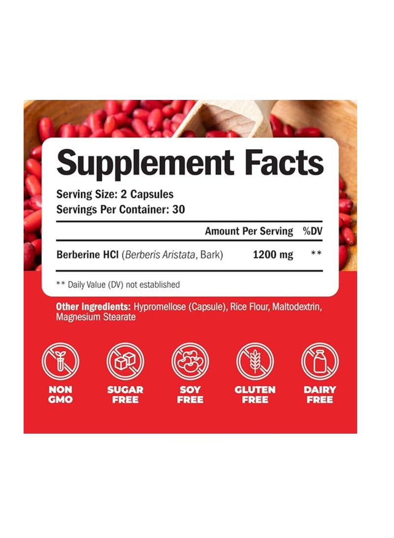 Vimerson Health Berberine  HCl Supports the Immune System, Cardiovascular 1200mg 60 Capsules - Image 2