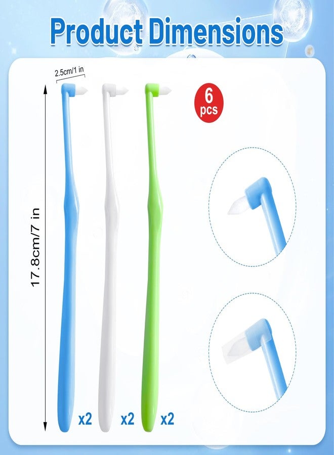 Ceonam 6 Pack End-Tuft Toothbrushes with Covers for Orthodontic Wisdom Teeth Care, Small Head Single Tuft Dental Brush for Plaque Removal, Braces, Interdental Cleaning, Soft Bristles for Adults Oral Care - Image 2