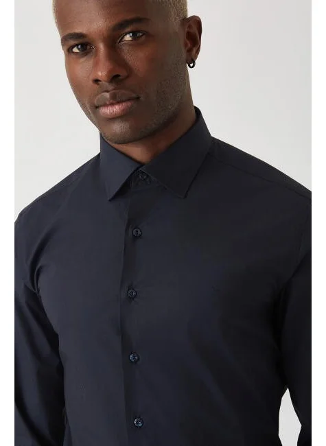 Bisse Men's Modern Fit Long Sleeve Classic Shirt BLACK GM22Y221142_D39