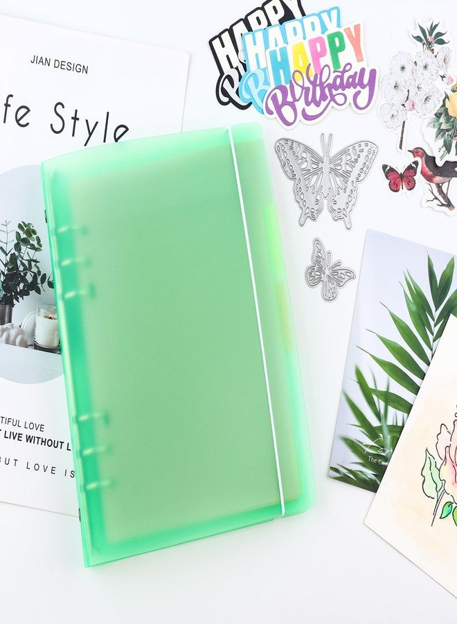 BAOFALI A5 6 Ring Binder Cover Clean Transparent Soft PVC for Refillable Notebook Shell withMatte surfaceforStamp & Die Storage (Green) - Image 5