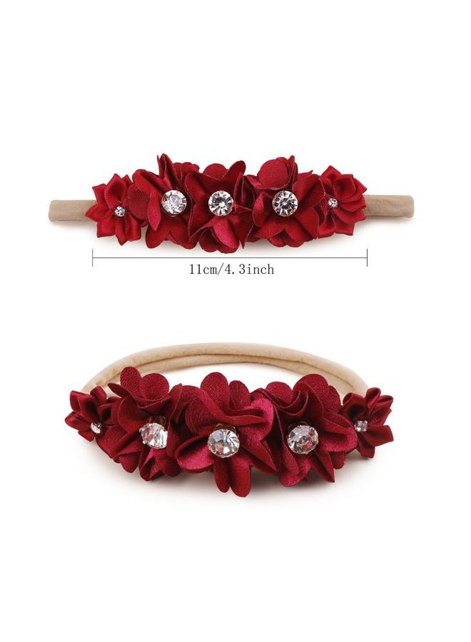 BFNAAgirl Baby Girl Floral Headband Nylon Flower Crown Elastic Hairband 3pcs Hair Accessories Gift for Girls (9562) - Image 4