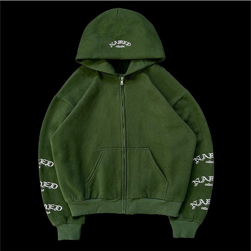 2023 Vintage Style Hip Hop Hoodie with Letter Embroidery brown pants - Image 4