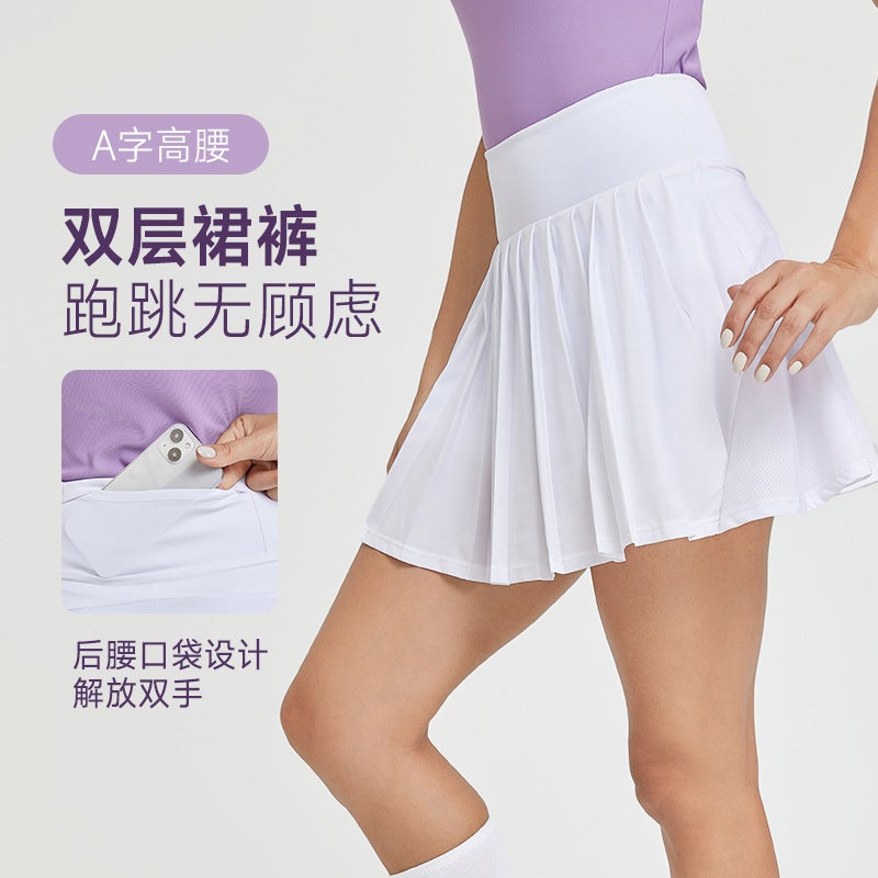 Generic Quick-Dry Pleated Tennis Skort Anti-Exposure for Women lotus root starch  - Image 2