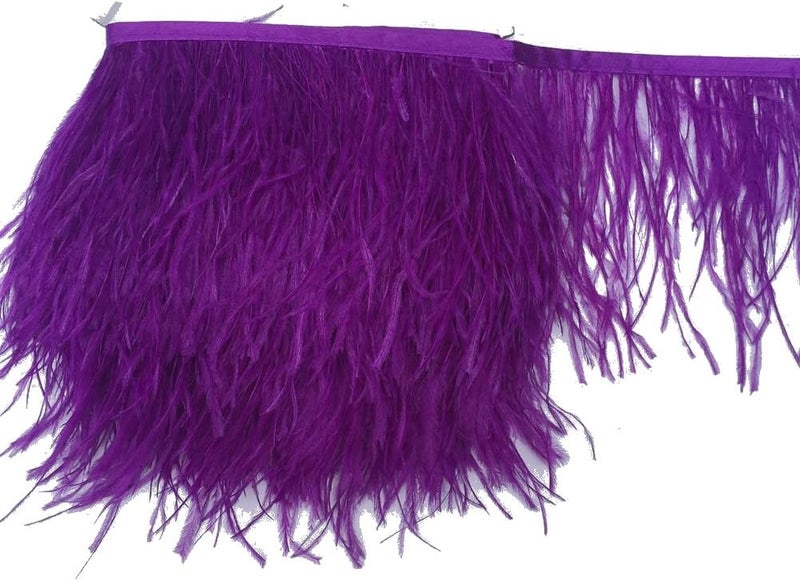 Shekyeon Ostrich Feather Trim Fringe used Wedding Sewing Crafts Costumes Decoration Pack of 2 yards(purple) - Image 2