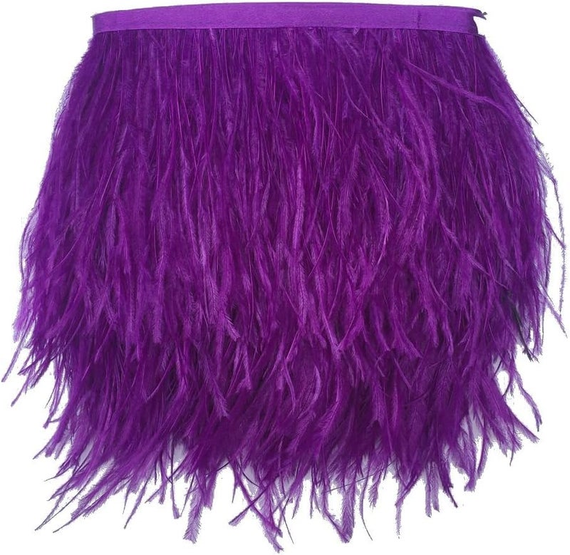 Shekyeon Ostrich Feather Trim Fringe used Wedding Sewing Crafts Costumes Decoration Pack of 2 yards(purple) - Image 1