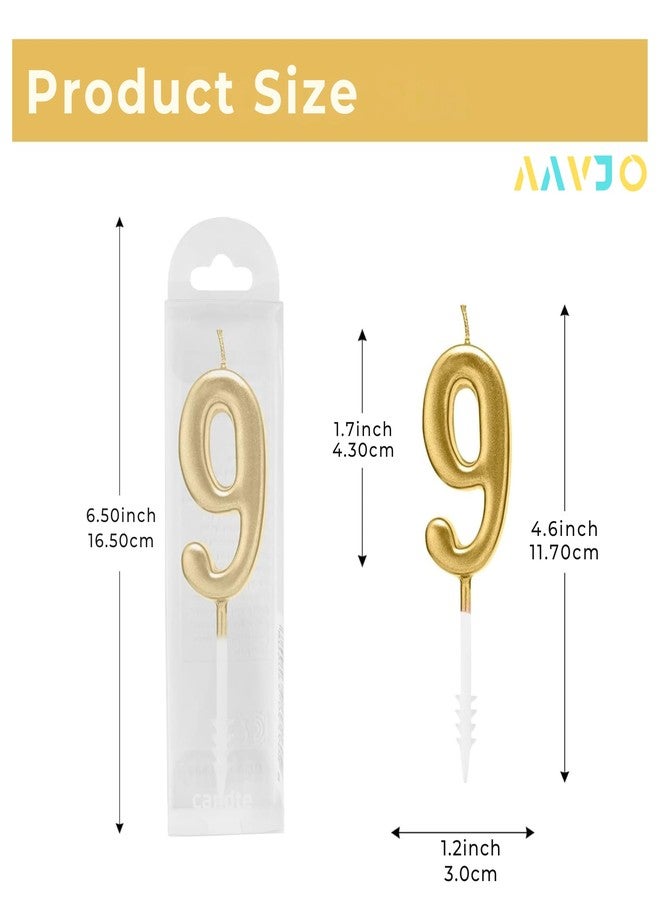 Aavjo 10-Pieces Set Gold Number Birthday Candles | Cake Numeral Candles Number 0-9 Glitter Cake Topper Decoration for Birthday | Wedding Anniversary | Party Celebration - Image 2