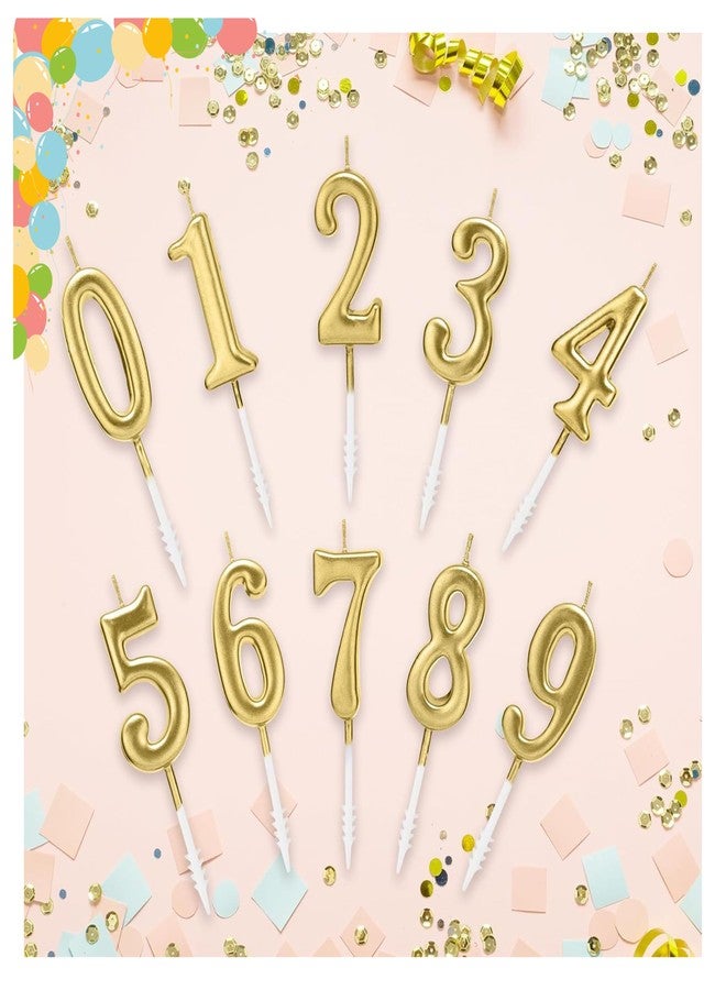 Aavjo 10-Pieces Set Gold Number Birthday Candles | Cake Numeral Candles Number 0-9 Glitter Cake Topper Decoration for Birthday | Wedding Anniversary | Party Celebration - Image 3