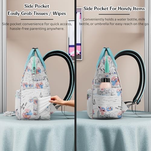 StarAndDaisy حقيبة حفاضات ستار اند ديزي للأطفال للسفر مع جيب للابتوب، متعددة الأقسام، جيوب معزولة للزجاجات، مقاومة للماء، قماش فائق النعومة - أبيض - Image 5