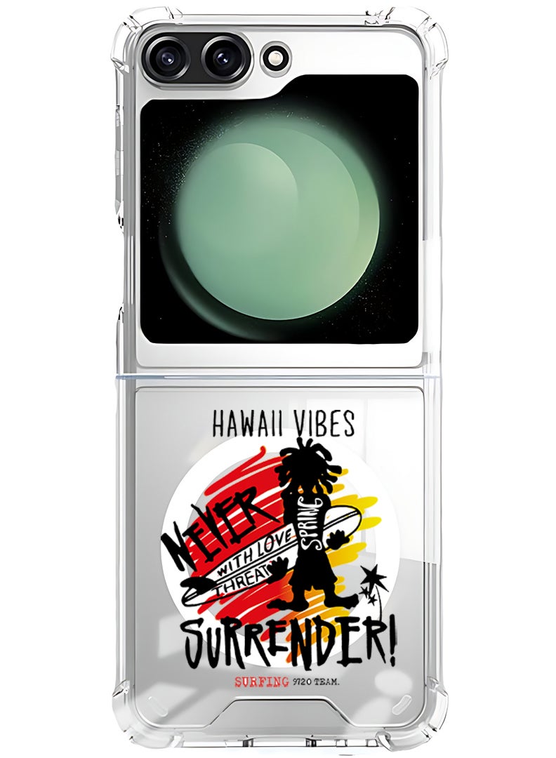 Theodor Magnetic Case for Samsung Galaxy Z Flip 6 Compatible with MagSafe Wireless Charging, Shockproof Phone Bumper Cover Hawaii Vibes - Image 1