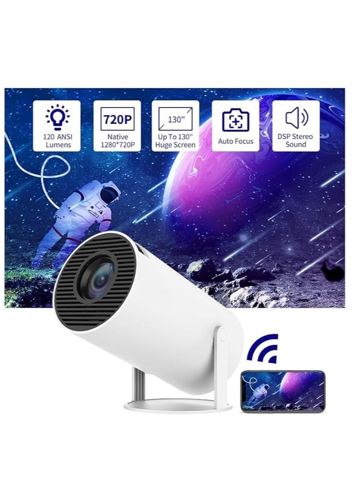 Gigglejoy - جهاز عرض فيديو صغير 4K محمول، جهاز عرض ذكي 1080P/200 ANSI مع واي فاي 6، BT 5.0، تعديل الشاشة، دوران 180 درجة، متوافق مع جهاز التلفاز/الهاتف/PS5/TV/الكمبيوتر المحمول/iOS/Android - Image 1