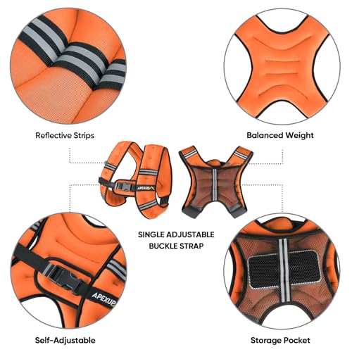 APEXUP 10lbs Weighted Vest Men Women, Weight Vest for Women Workout Equipment for Strength Training Running (Orange) - Image 4