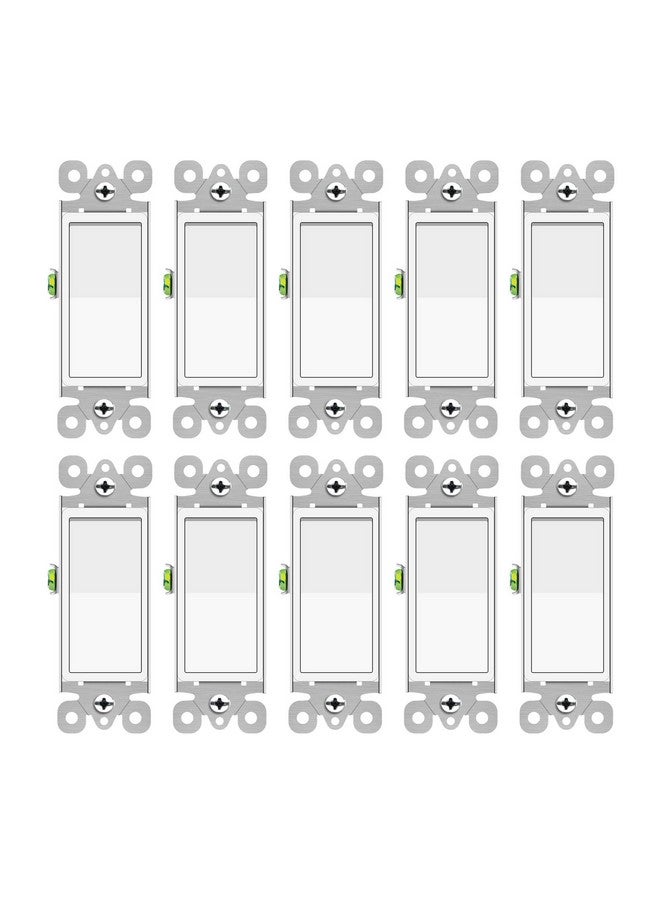 Greencycle Light Switch Rocker,10 Pack 15 Amp Single Pole Light Switch White,SP Paddle Light Switch,120V-277V AC,On/Off Wall Switch,Residential/Commercial Grade,Home & Office,UL Listed