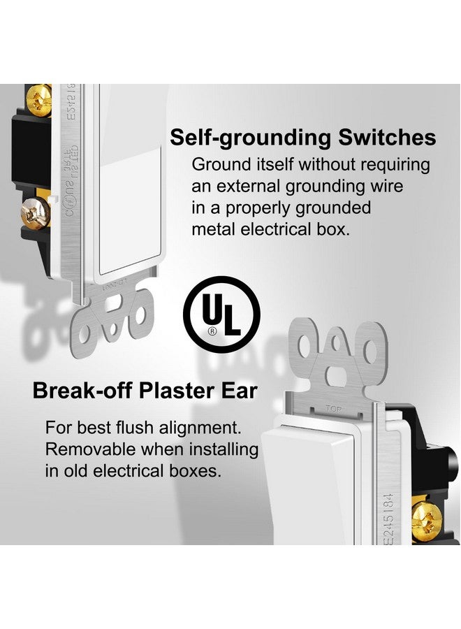 Greencycle Light Switch Rocker,10 Pack 15 Amp Single Pole Light Switch White,SP Paddle Light Switch,120V-277V AC,On/Off Wall Switch,Residential/Commercial Grade,Home & Office,UL Listed