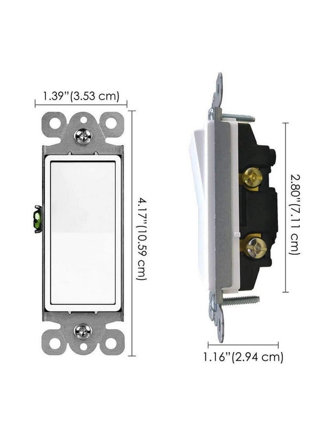 Greencycle Light Switch Rocker,10 Pack 15 Amp Single Pole Light Switch White,SP Paddle Light Switch,120V-277V AC,On/Off Wall Switch,Residential/Commercial Grade,Home & Office,UL Listed