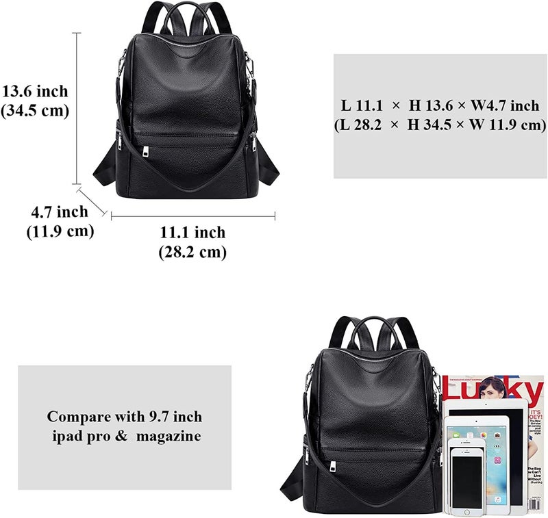 TrueArch Casual Leather Backpack for Women Elegant Casual Backpack 13 Laptop Purse Ladies Women Girls Leather Shoulder Fitting Rakhi Gift for Sister, Mother Bhabhi (Black) - Image 4